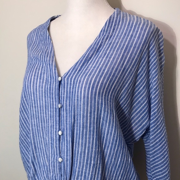 Rails Sloane Azure Stripe Button Down Tie Front Light Blue White Large - Picture 3 of 16